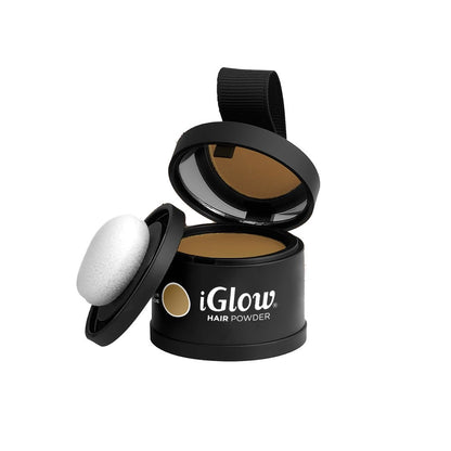 iGlow Hair Powder – Medium Blonde compact and applicator